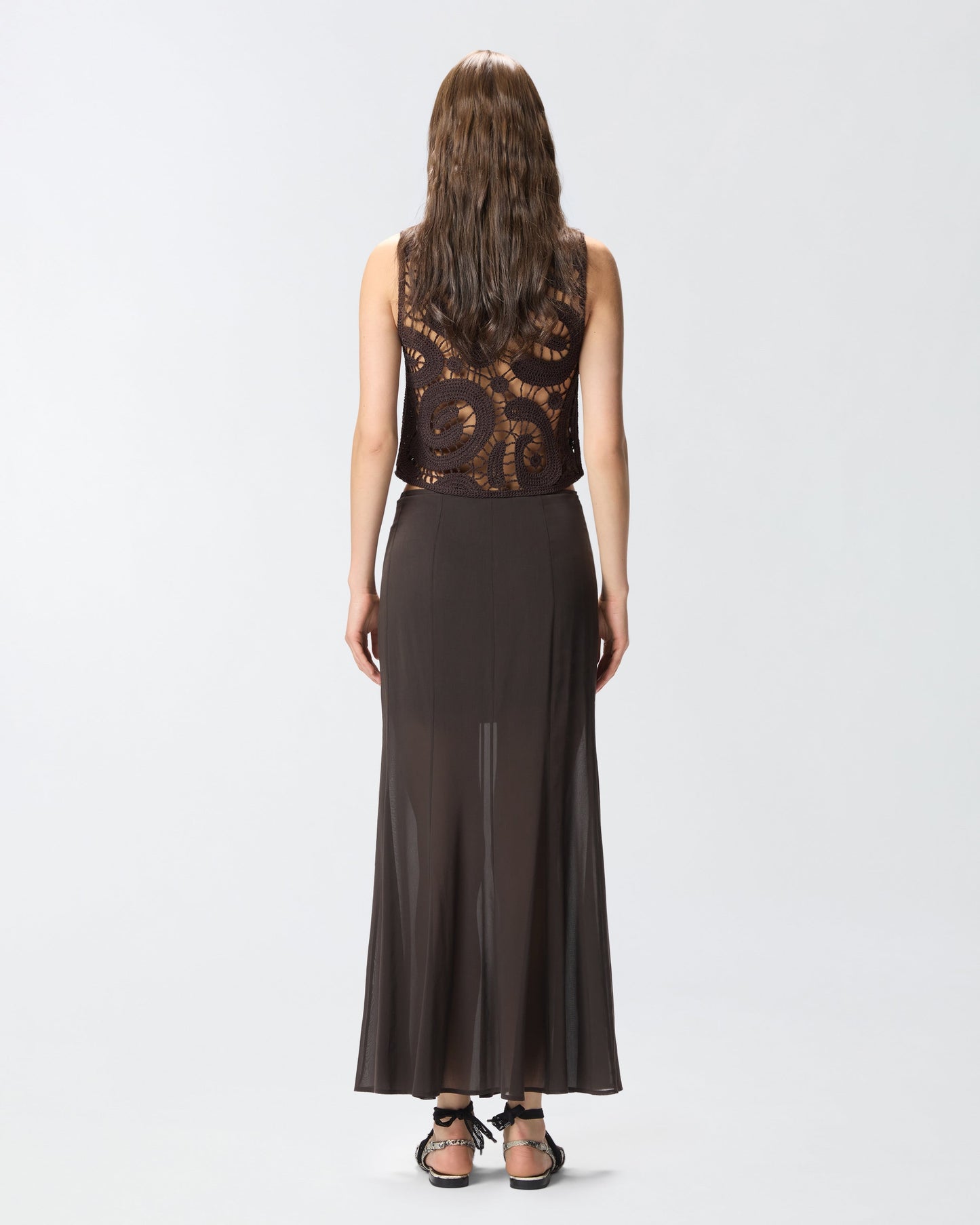 Long skirt with sheer details