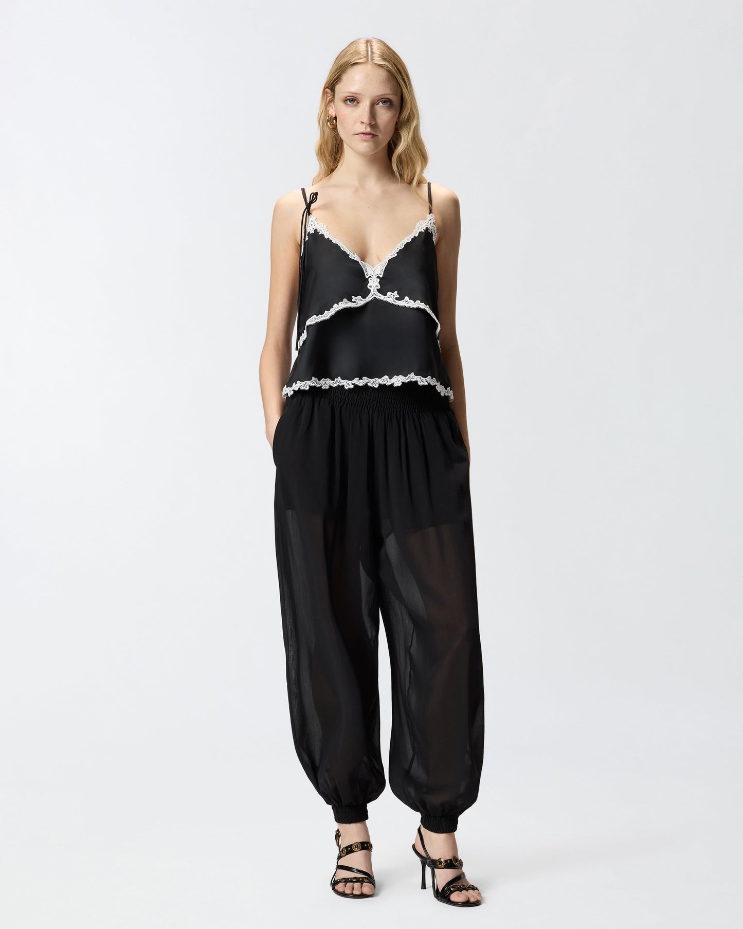 Top with lace inserts