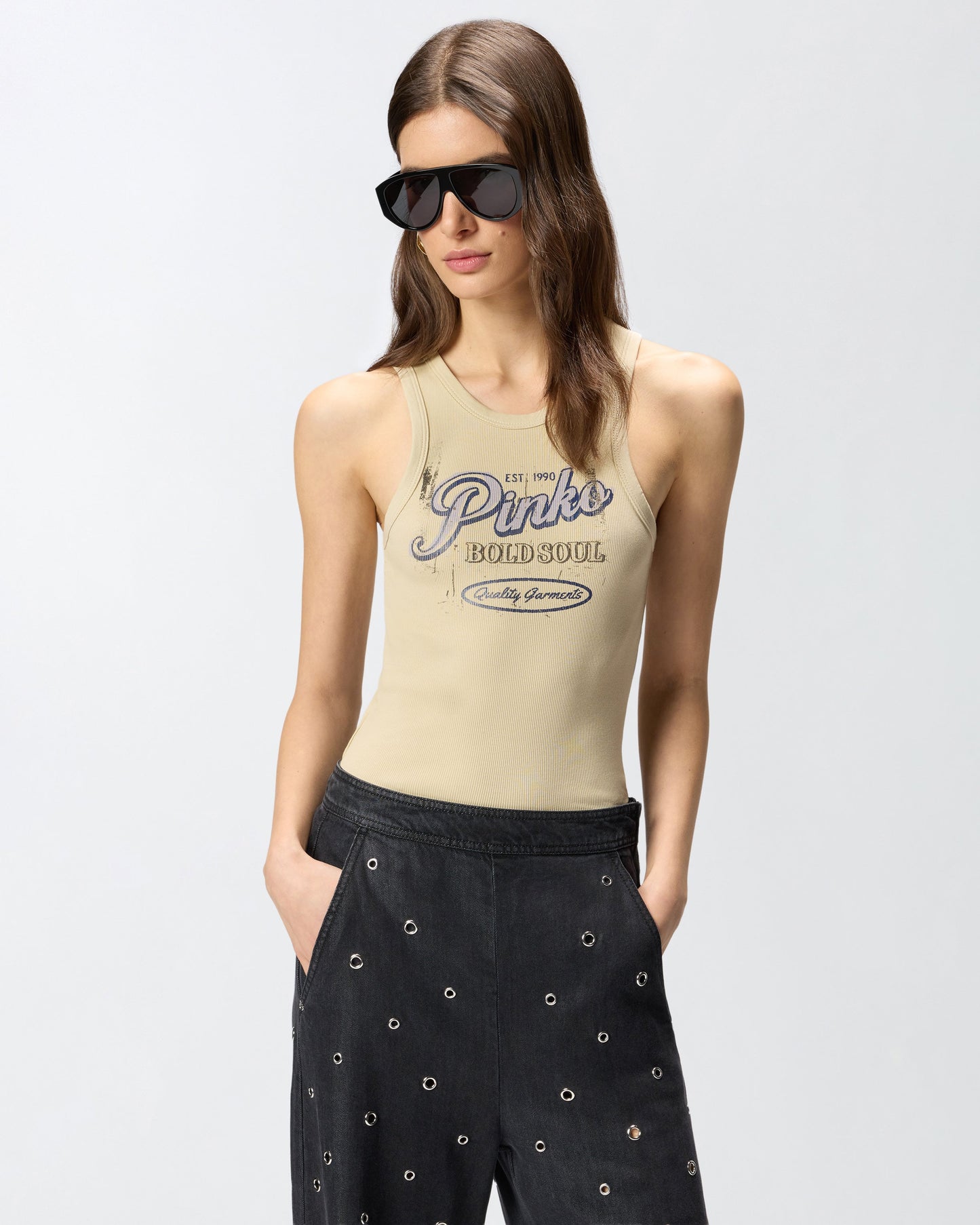 Vest top with vintage lettering