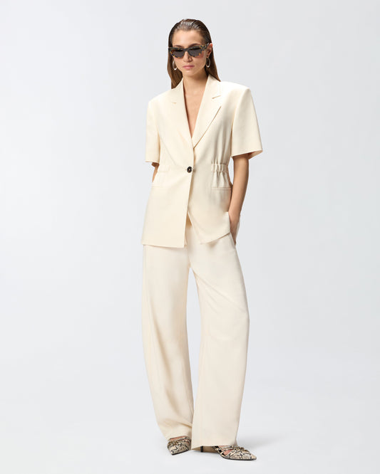 Short-sleeved jacket with elasticated waist
