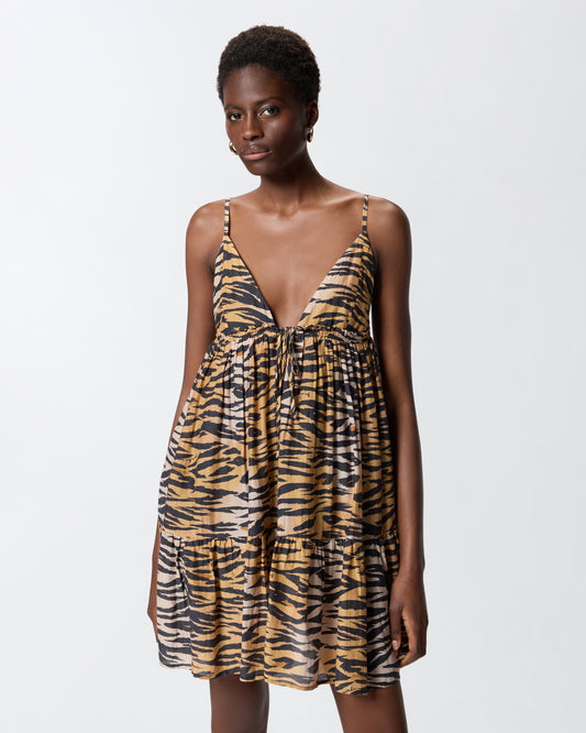 Mini dress with tiger print