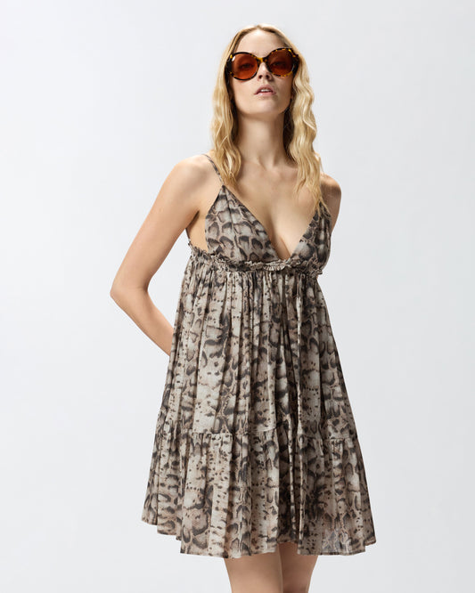 Mini dress with snake print