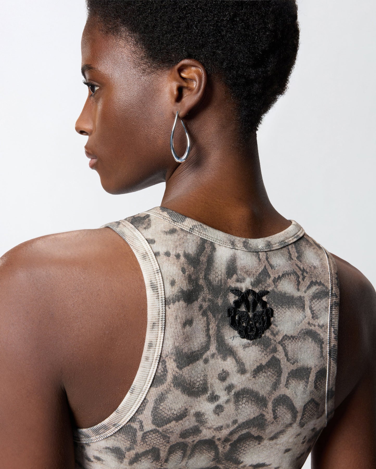 Ribbed vest top with snake print