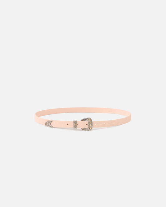 Crocodile-print leather belt with Texan buckle, 1.7 cm