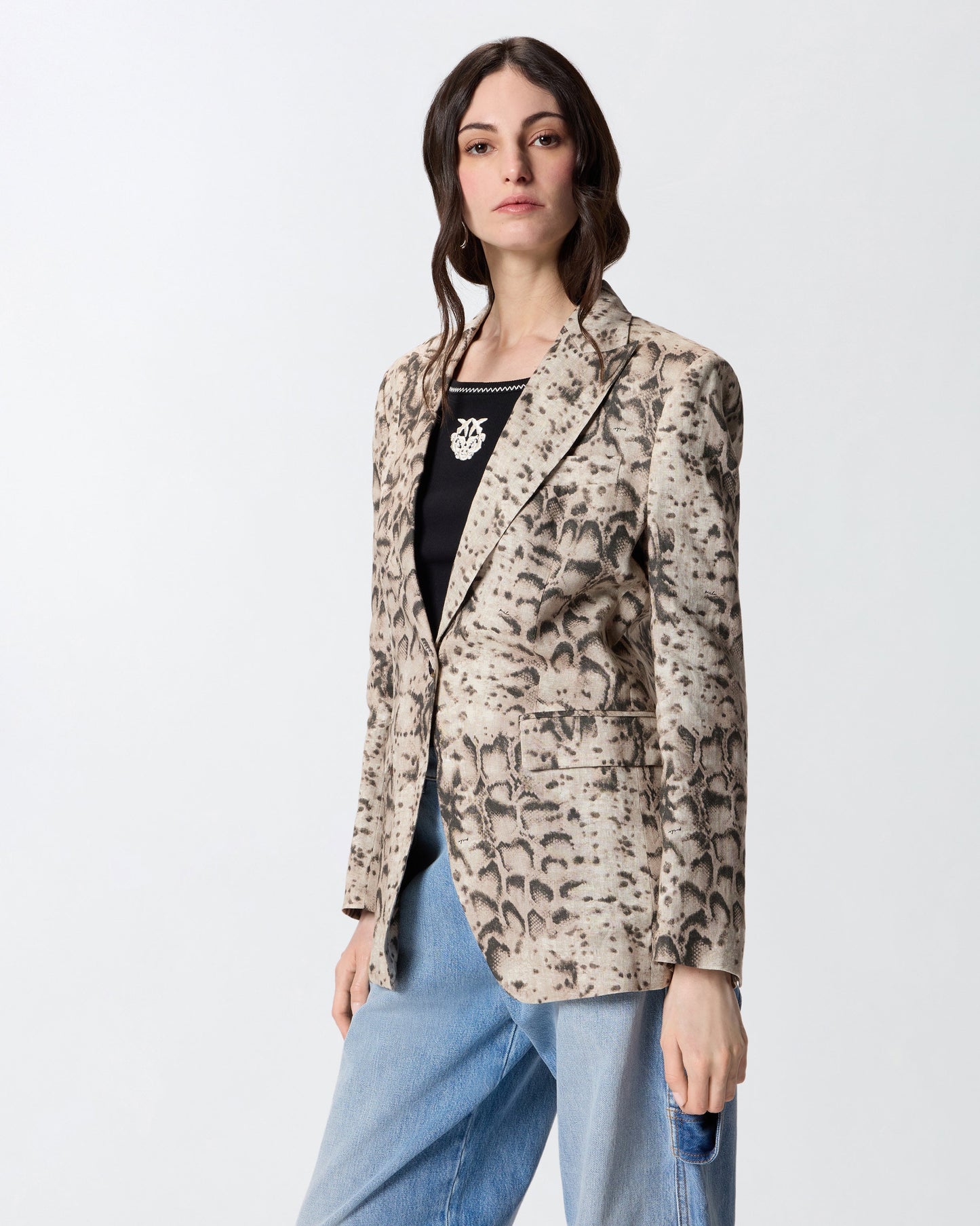 Linen jacket with snake print