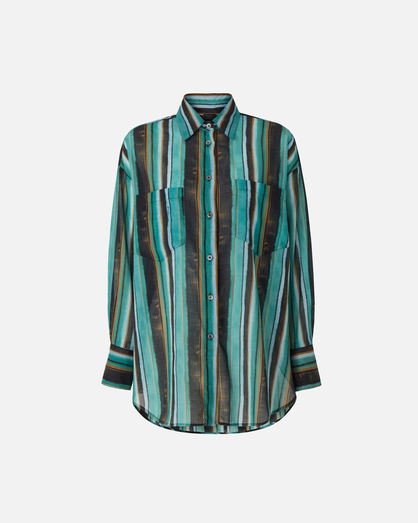 Cotton shirt with brushstroke-effect stripes