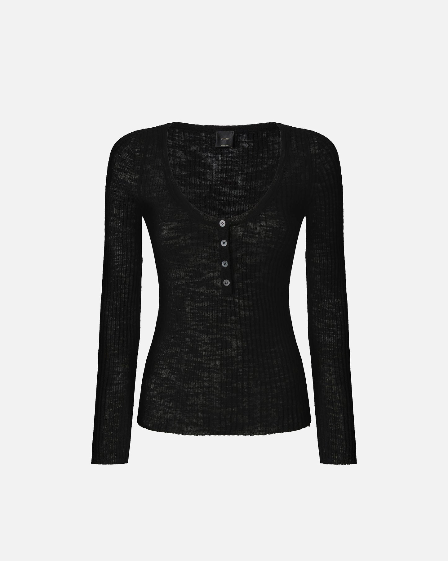 Lightweight ribbed cotton Henley sweater