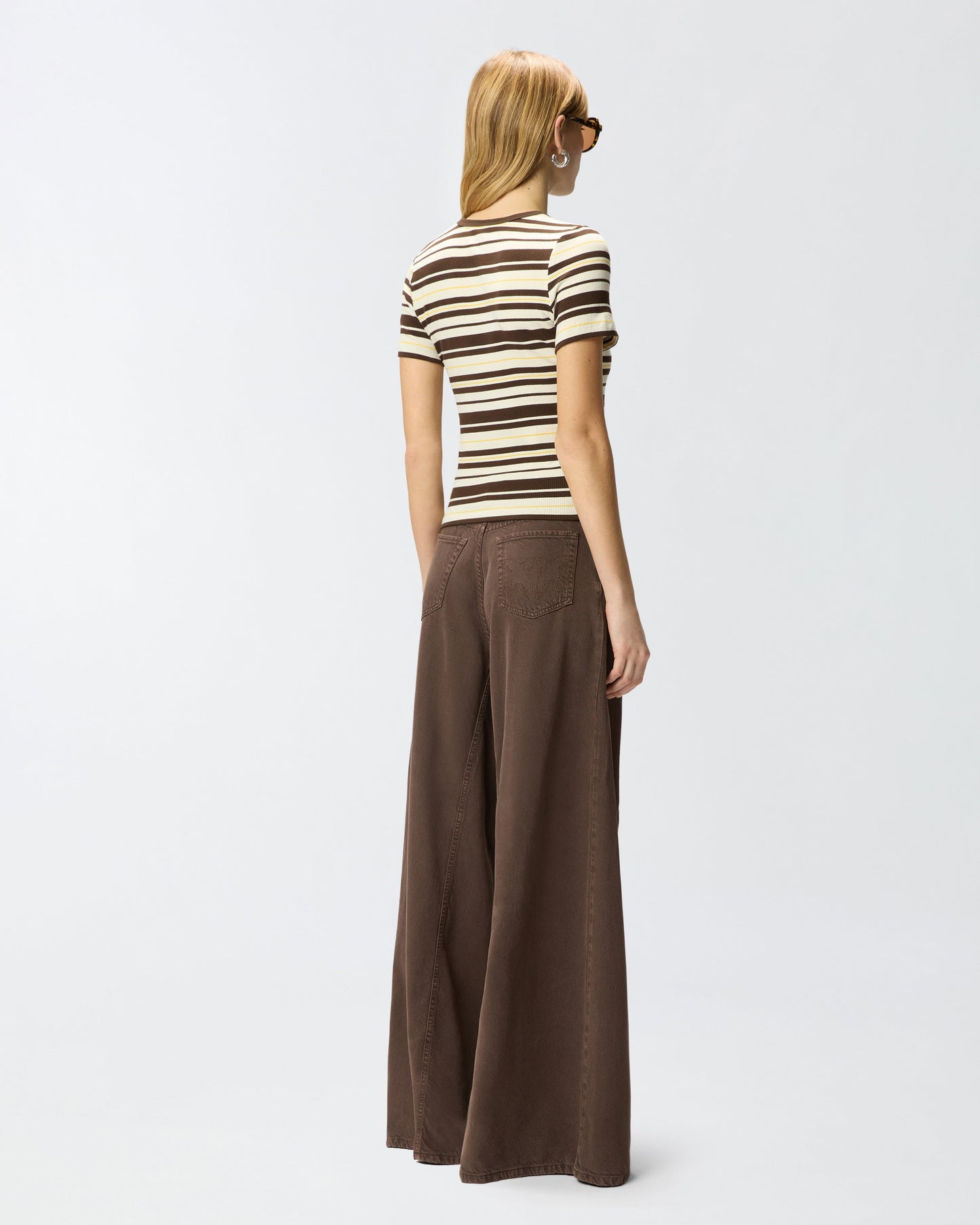 Cropped striped T-shirt with logo