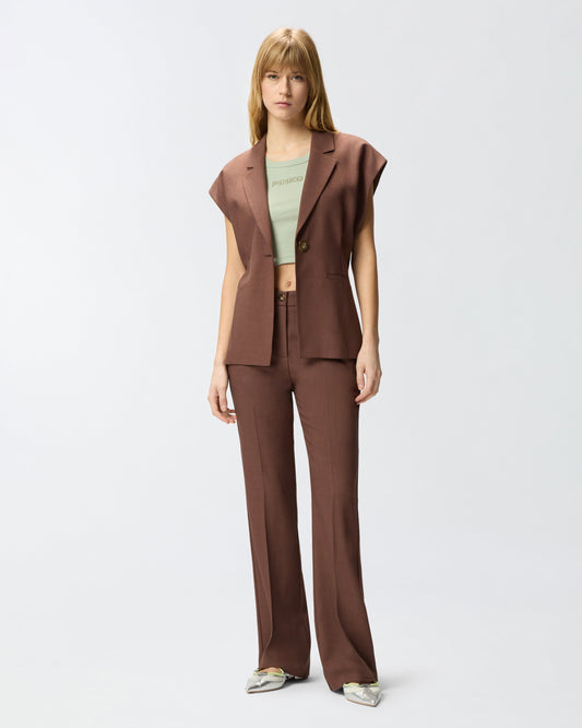Trousers with pressed pleat detail