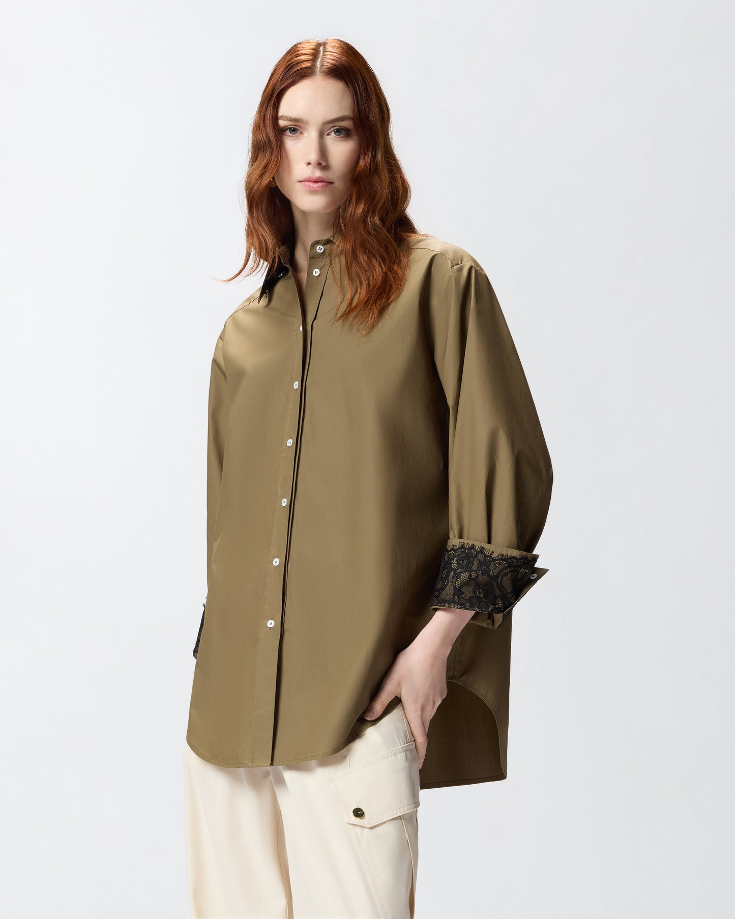 Poplin shirt with lace details