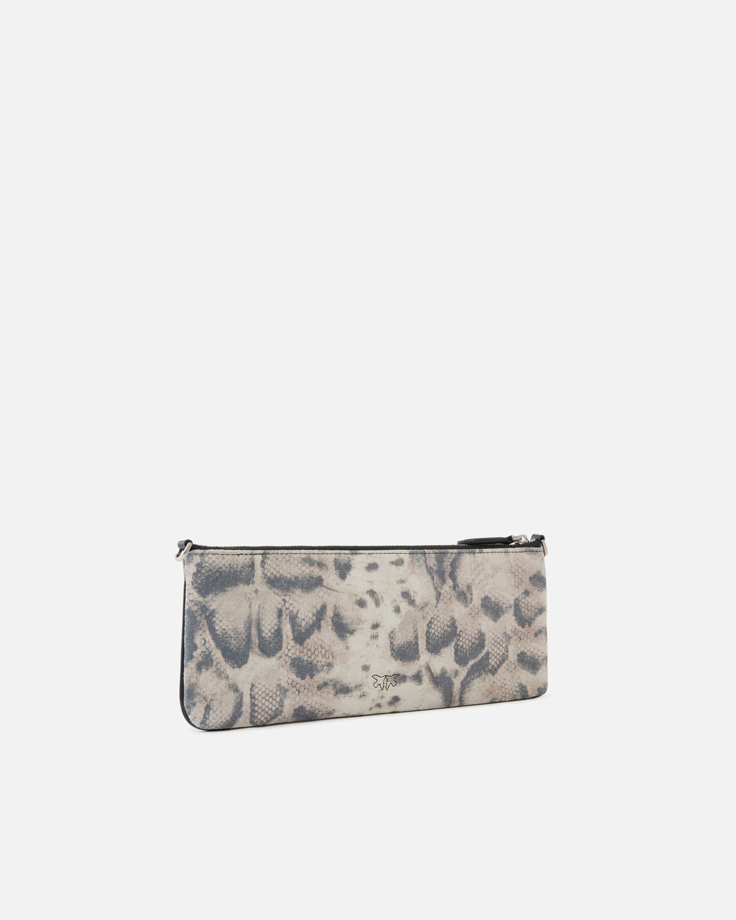 New Horizontal medium shoulder clutch in python-print suede