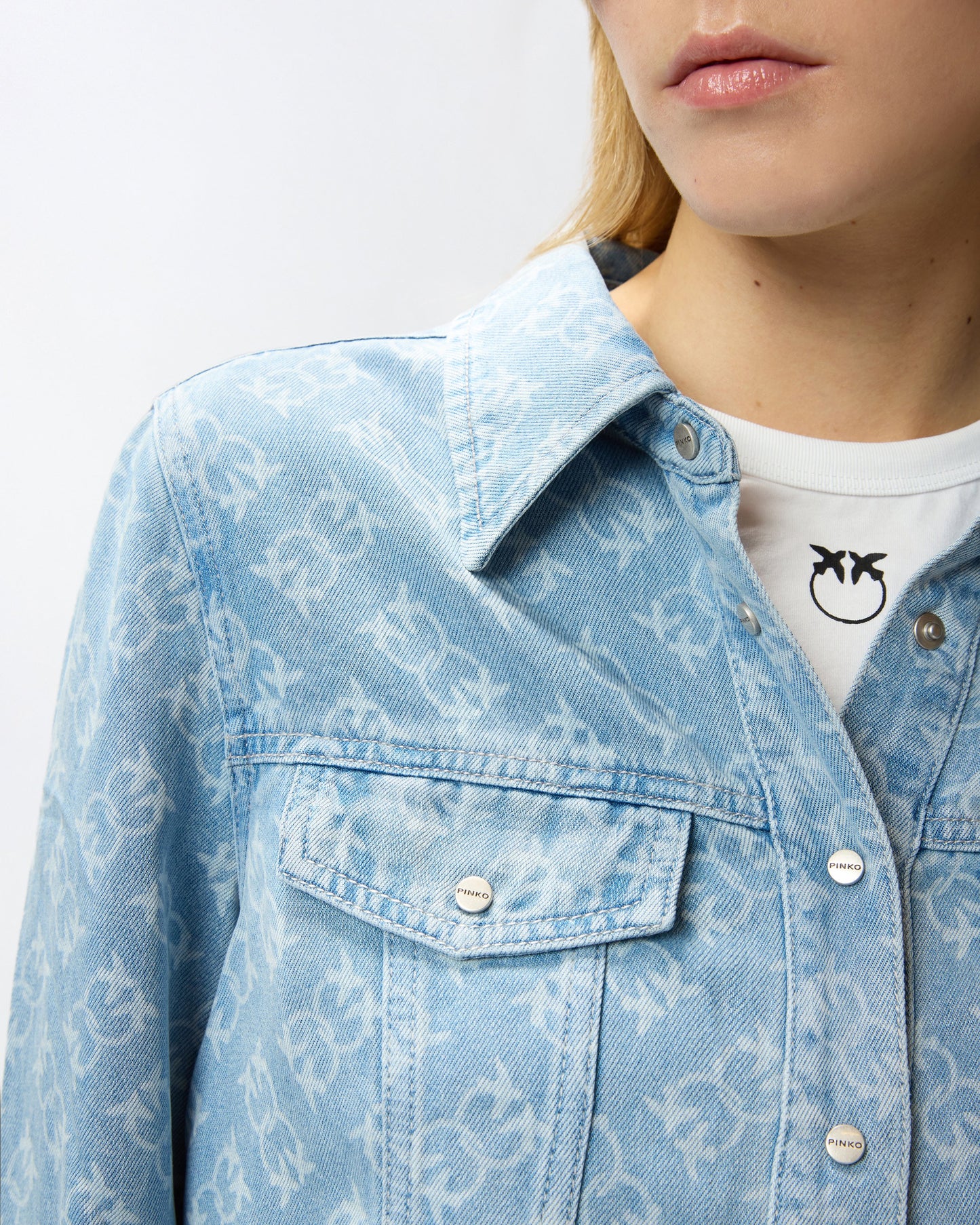 Denim shirt with Love Birds logo