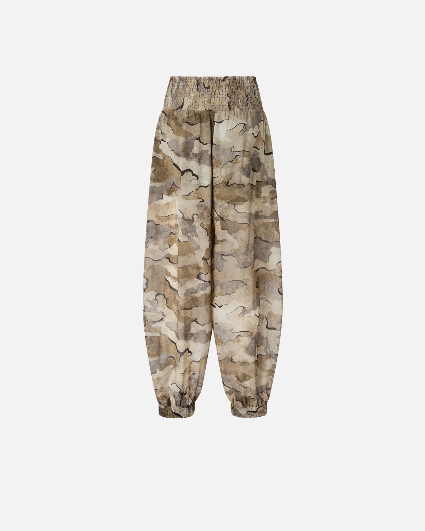 Camouflage balloon-fit trousers with high waist