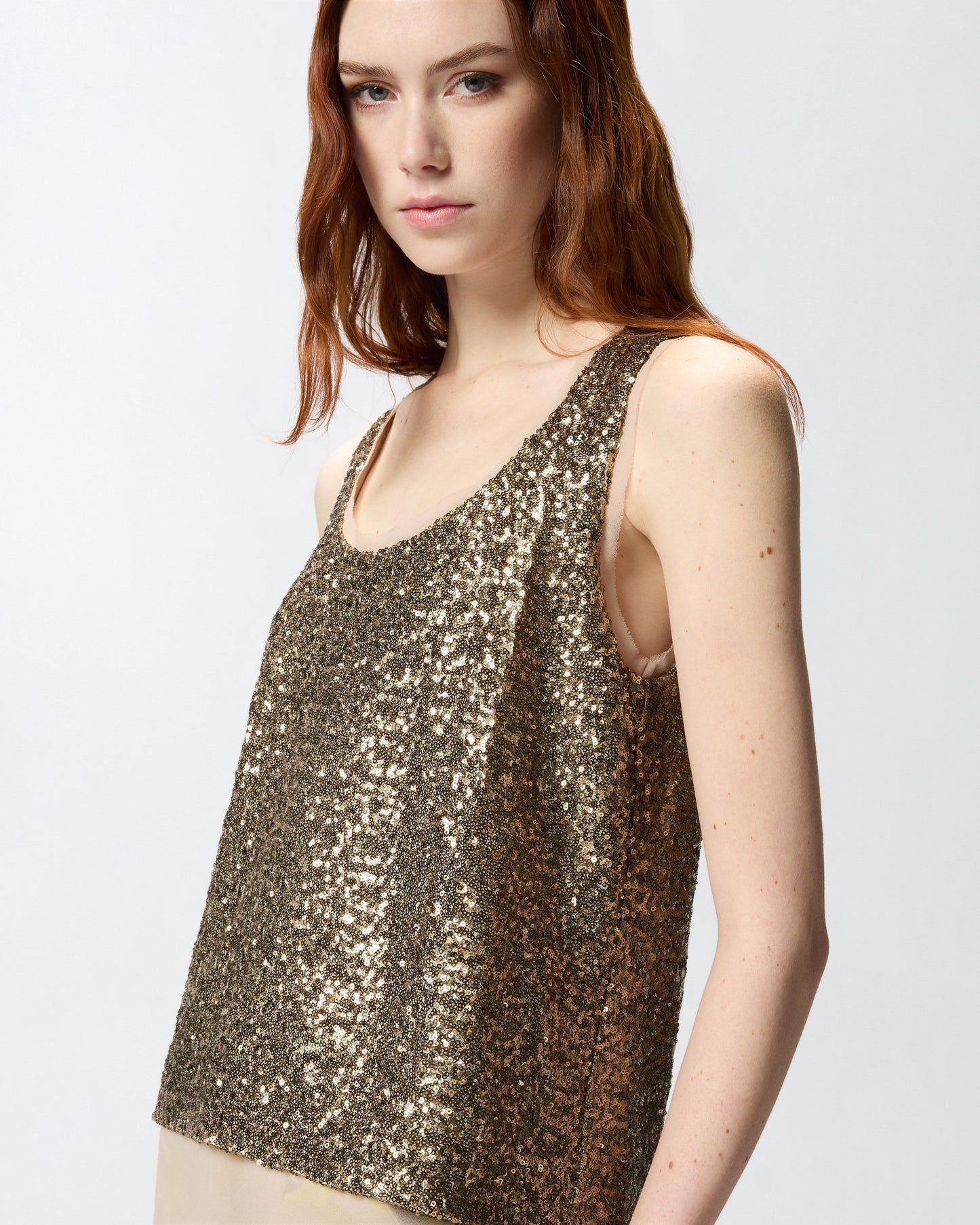 Fully sequinned vest top