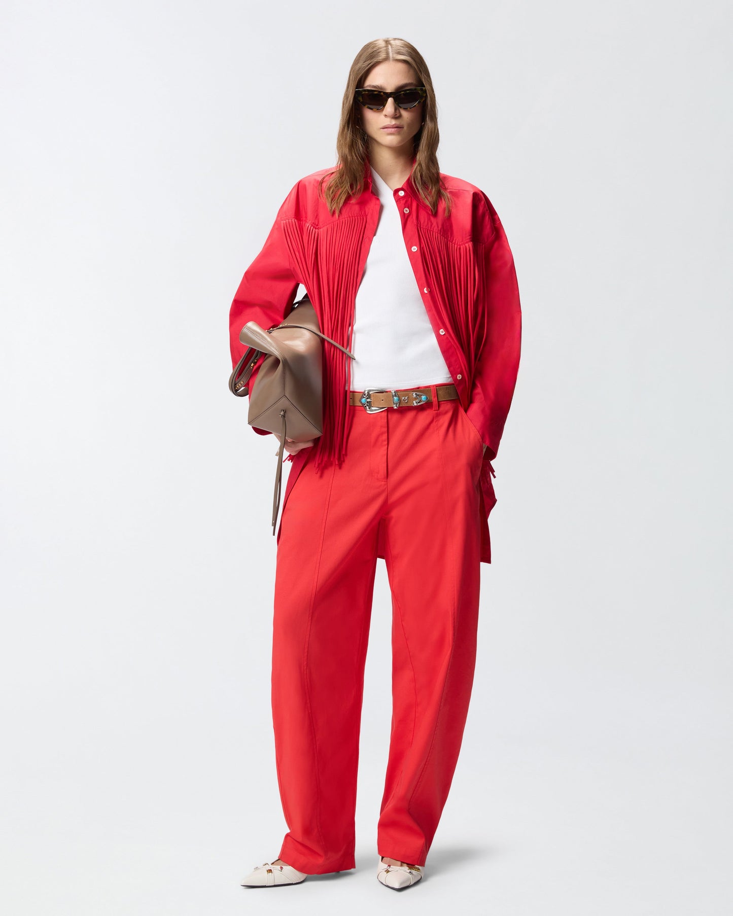 Barrel-fit trousers in stretch cotton