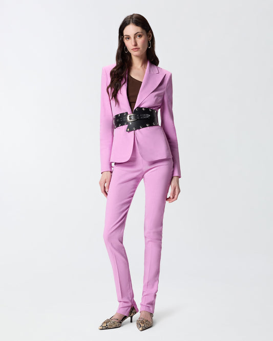 Linen-blend jacket with rear slit