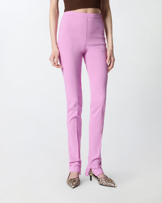 Linen-blend trousers with adjustable hem slit detail