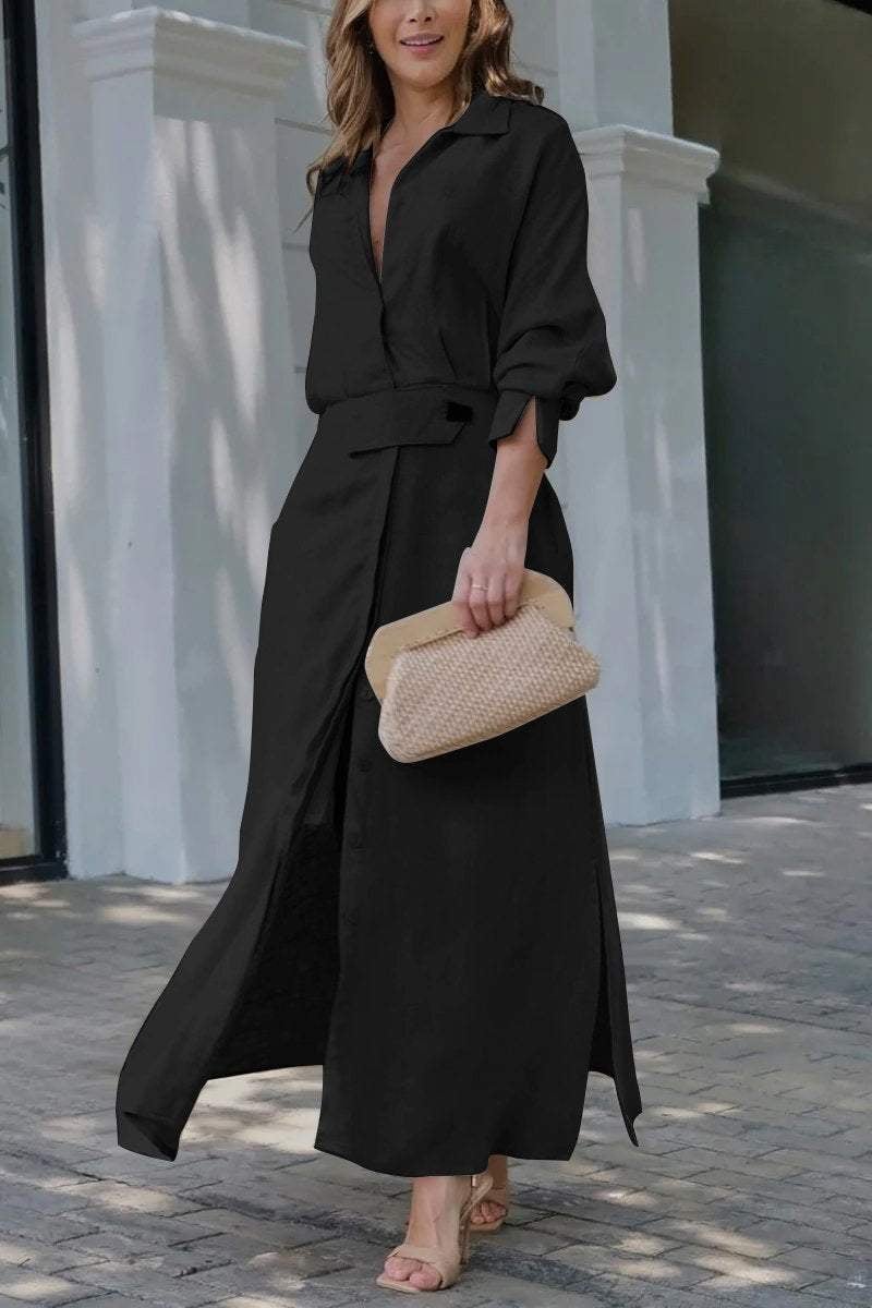 2024 Einfarbiges Maxikleid