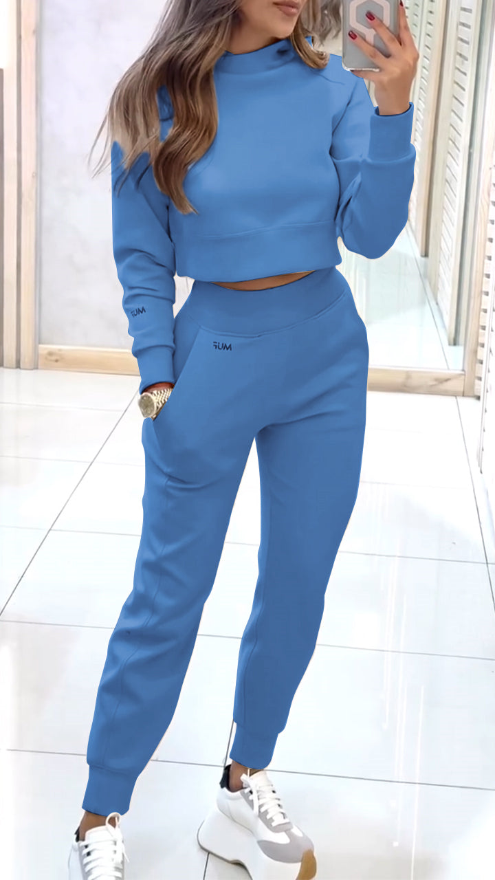 Damen Rollkragen Langarm Herbst und Winter Freizeit-Pullover-Anzug