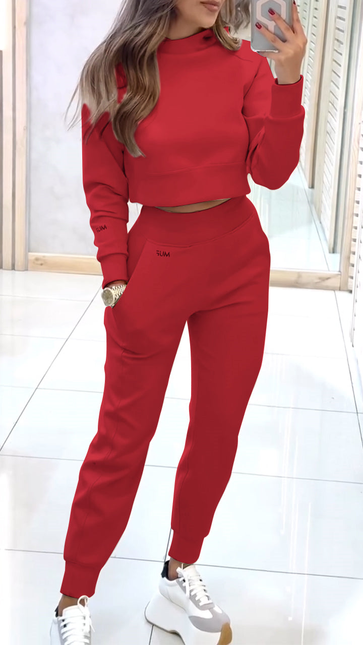 Damen Rollkragen Langarm Herbst und Winter Freizeit-Pullover-Anzug