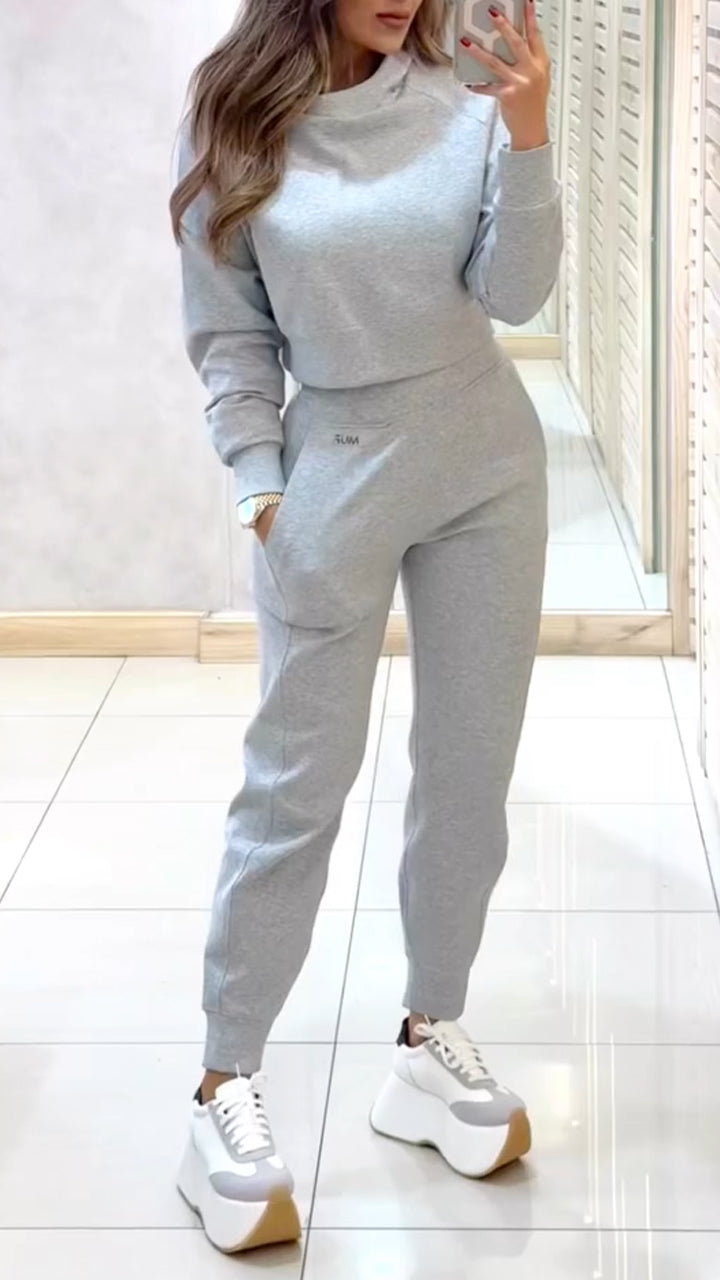 Damen Rollkragen Langarm Herbst und Winter Freizeit-Pullover-Anzug