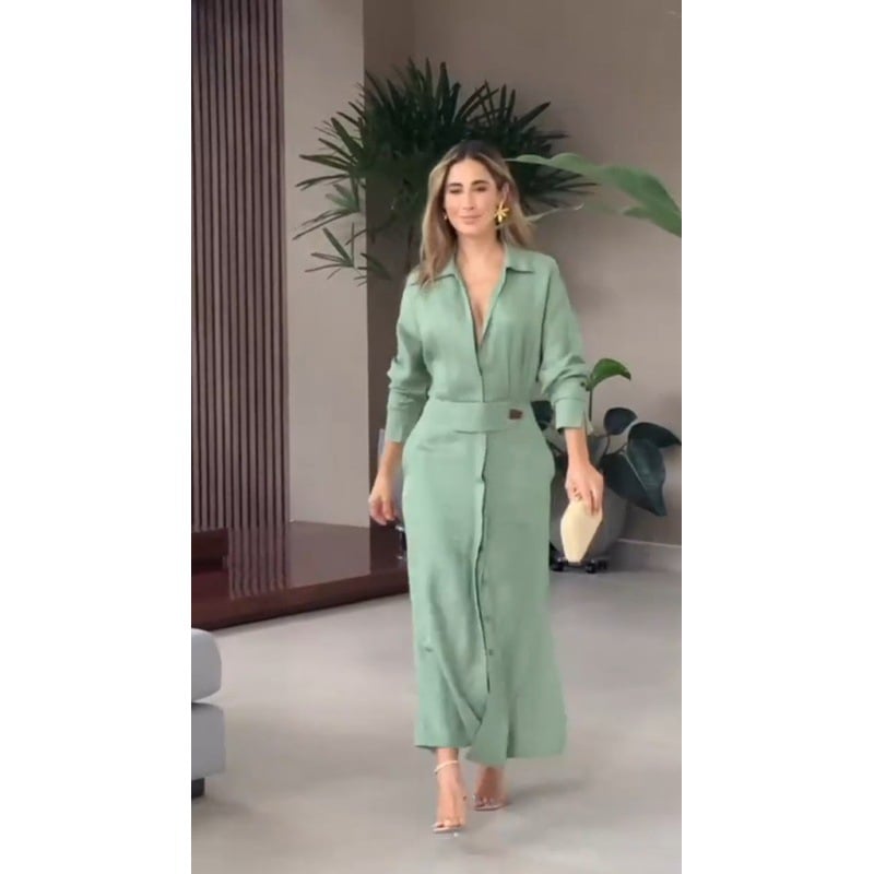 2024 Einfarbiges Maxikleid