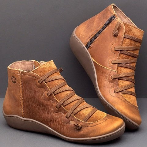 🔥Hot Sale 49% Rabatt🔥 - Bequeme handgefertigte Lederstiefel mit Fußgewölbestütze