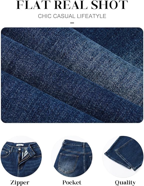 HDLTE Damen Jeans Weites Bein High Waist Baggy Jeans Loose Boyfriend Jeans Denim Hose Y2K