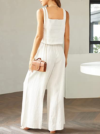 Lounge-Set mit weitem Bein und Tanktop mit eckigem Ausschnitt