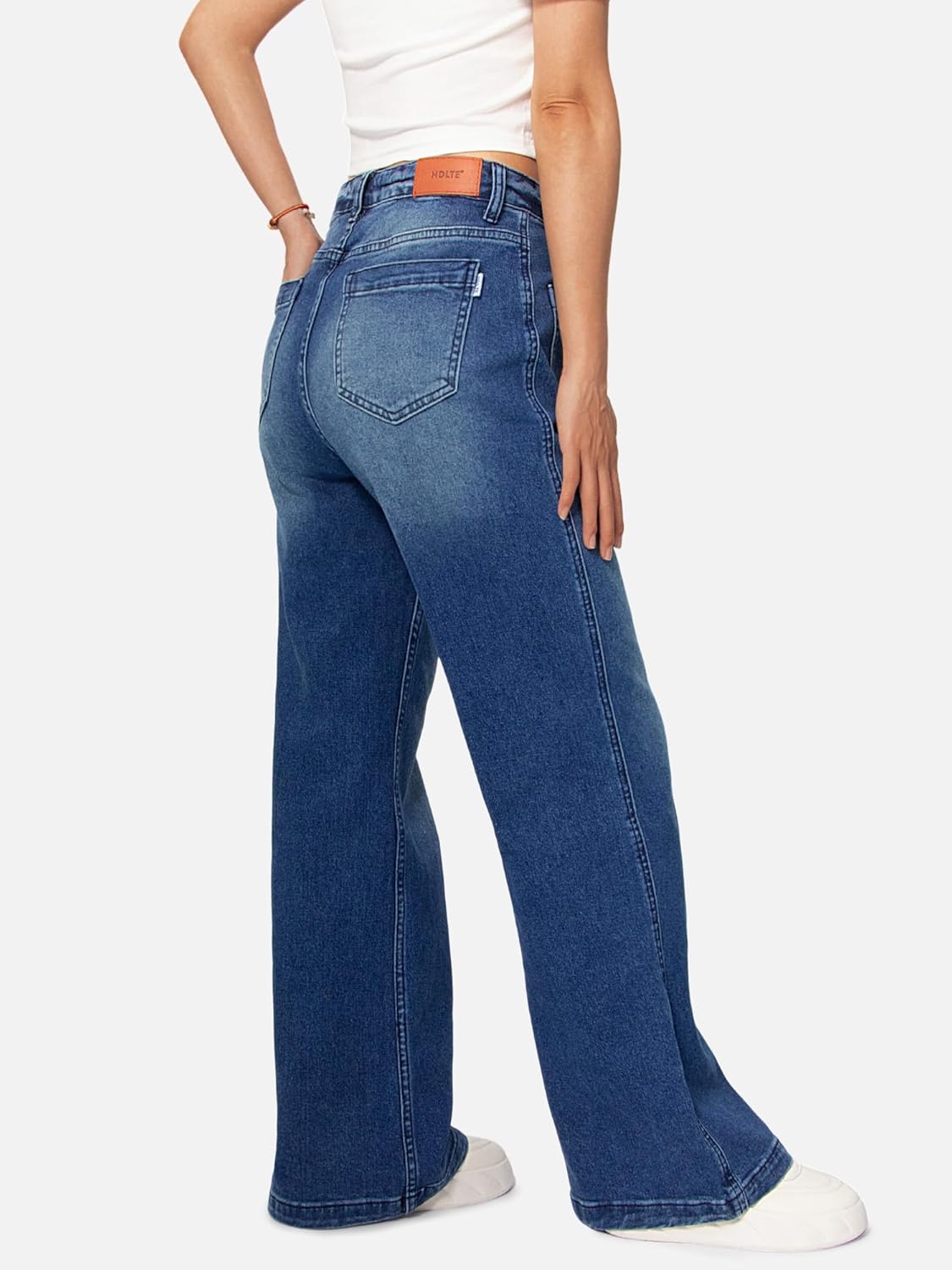 HDLTE Damen Jeans Weites Bein High Waist Baggy Jeans Loose Boyfriend Jeans Denim Hose Y2K