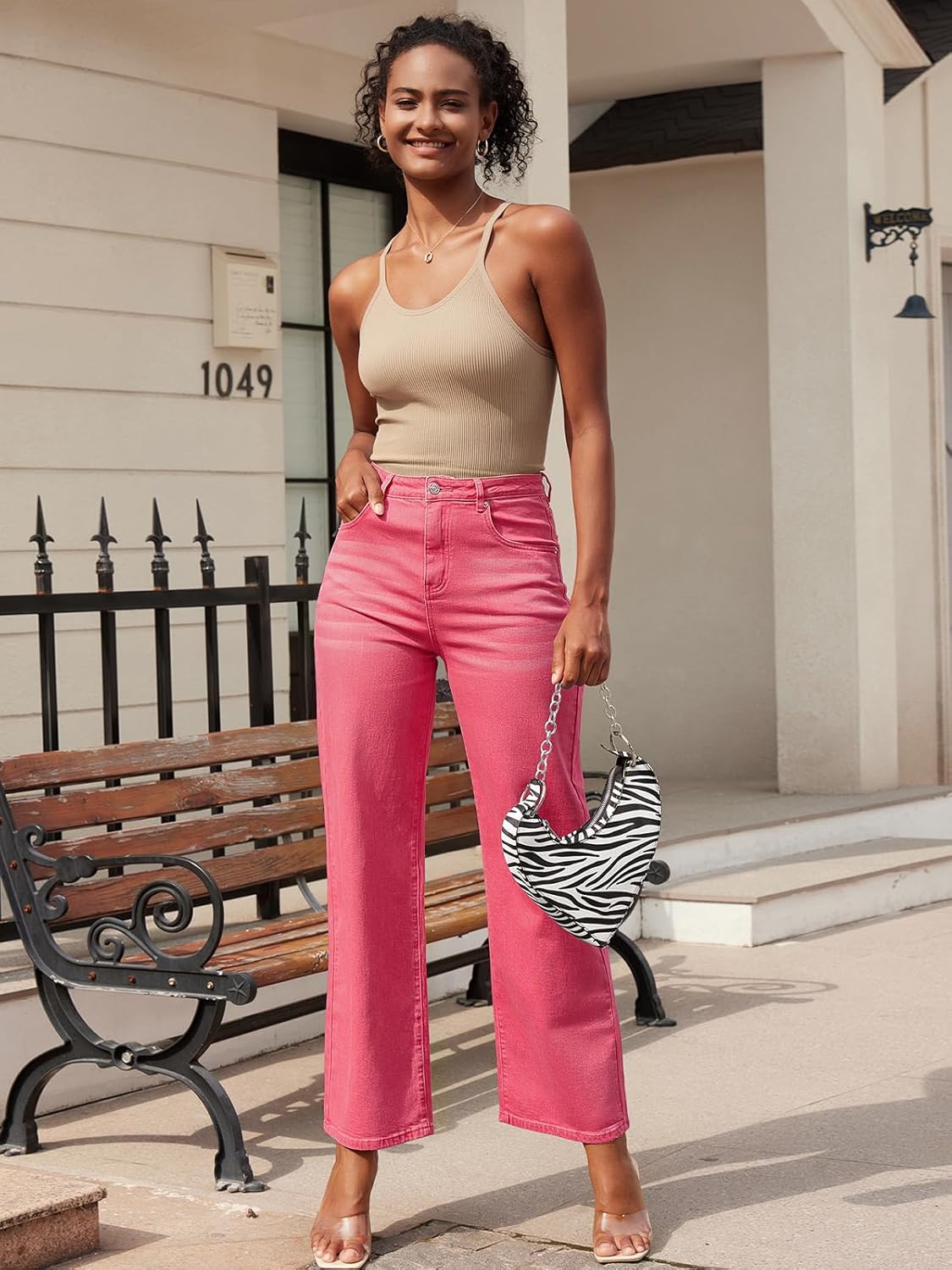 HDLTE Damen Jeans Weites Bein High Waist Baggy Jeans Loose Boyfriend Jeans Denim Hose Y2K
