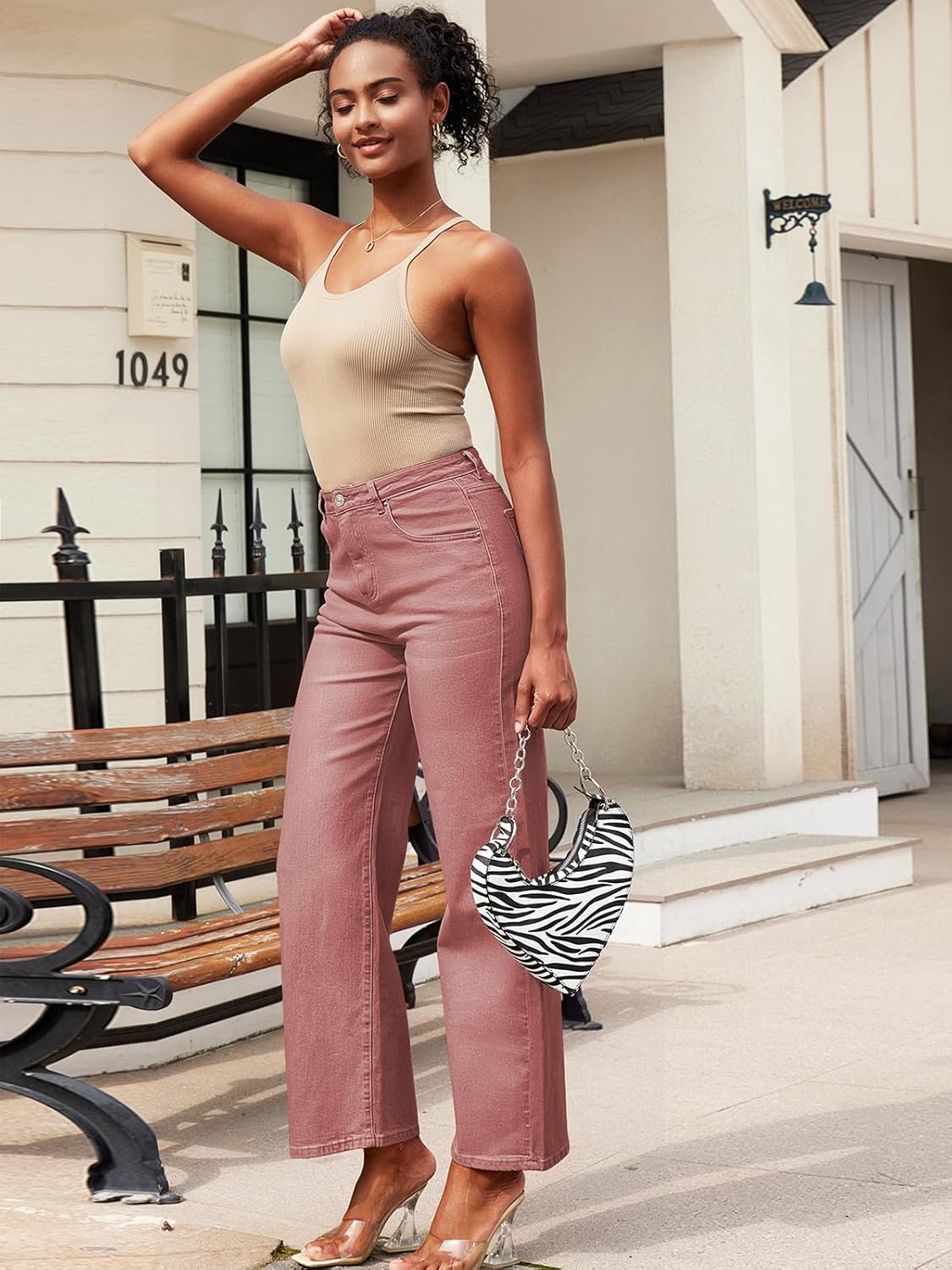 HDLTE Damen Jeans Weites Bein High Waist Baggy Jeans Loose Boyfriend Jeans Denim Hose Y2K