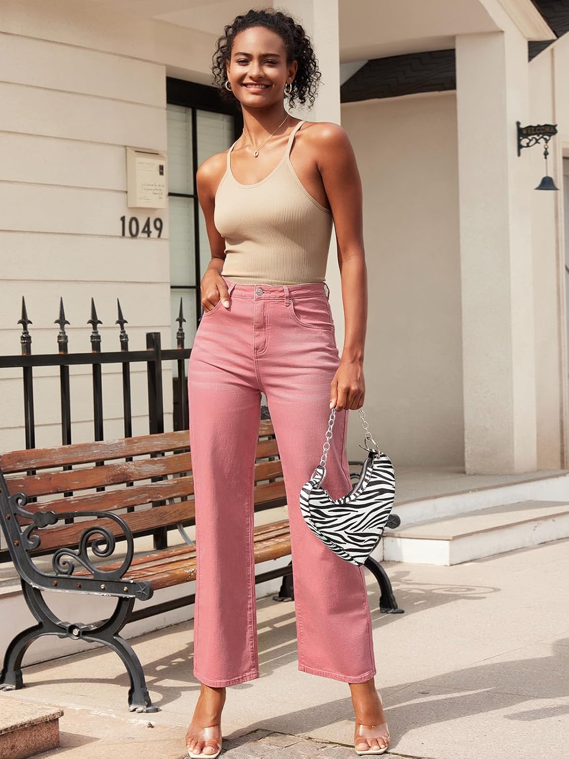 HDLTE Damen Jeans Weites Bein High Waist Baggy Jeans Loose Boyfriend Jeans Denim Hose Y2K