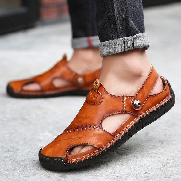 Große Weiche Herren-Outdoor-Sandalen aus Leder, Atmungsaktiv