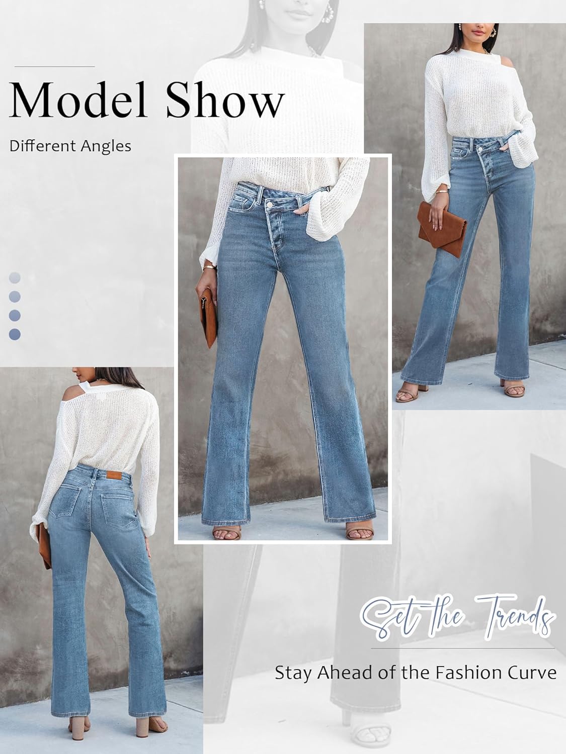 HDLTE Damen Jeans Weites Bein High Waist Baggy Jeans Loose Boyfriend Jeans Denim Hose Y2K