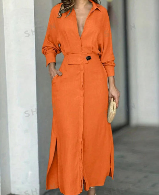 2024 Solid color maxi dress