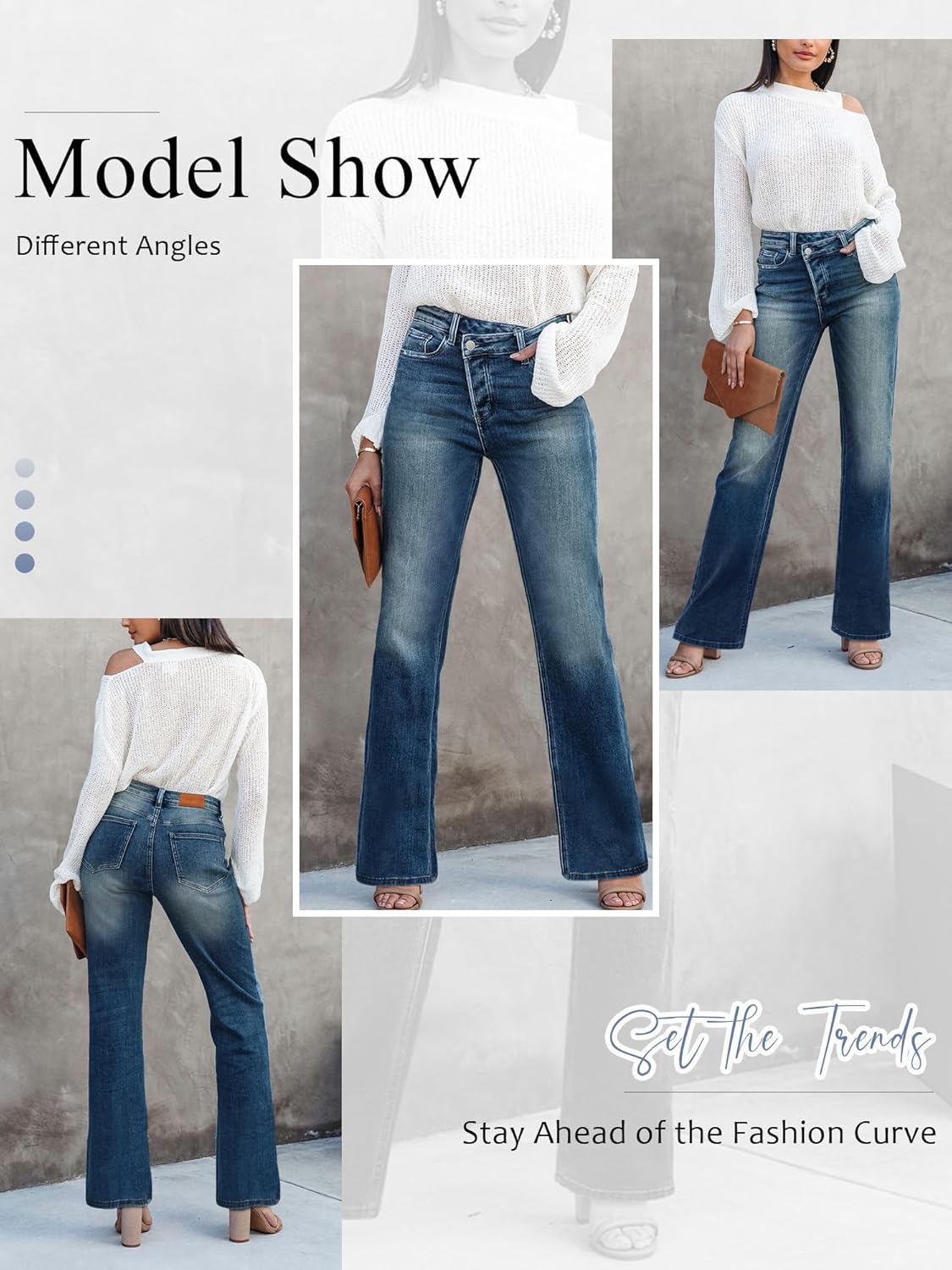 HDLTE Damen Jeans Weites Bein High Waist Baggy Jeans Loose Boyfriend Jeans Denim Hose Y2K