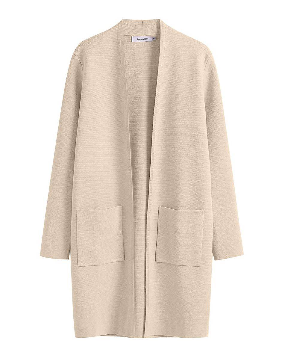 ANRABESS Cardigan-Pullover für Damen, lässig, Herbst Winter 2023, modischer Mantel, Langarm, offener Strick-Coatigan, Kleidung