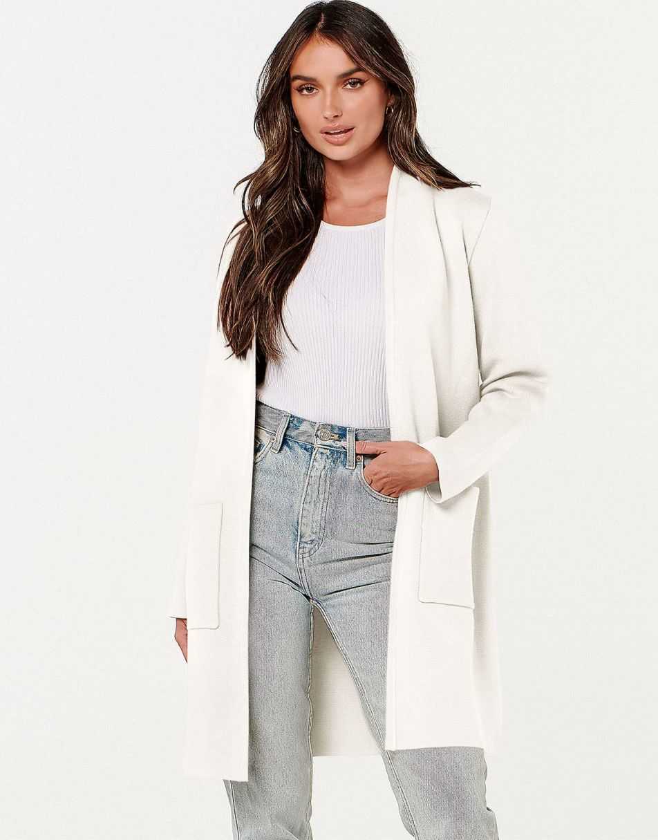 ANRABESS Cardigan-Pullover für Damen, lässig, Herbst Winter 2023, modischer Mantel, Langarm, offener Strick-Coatigan, Kleidung