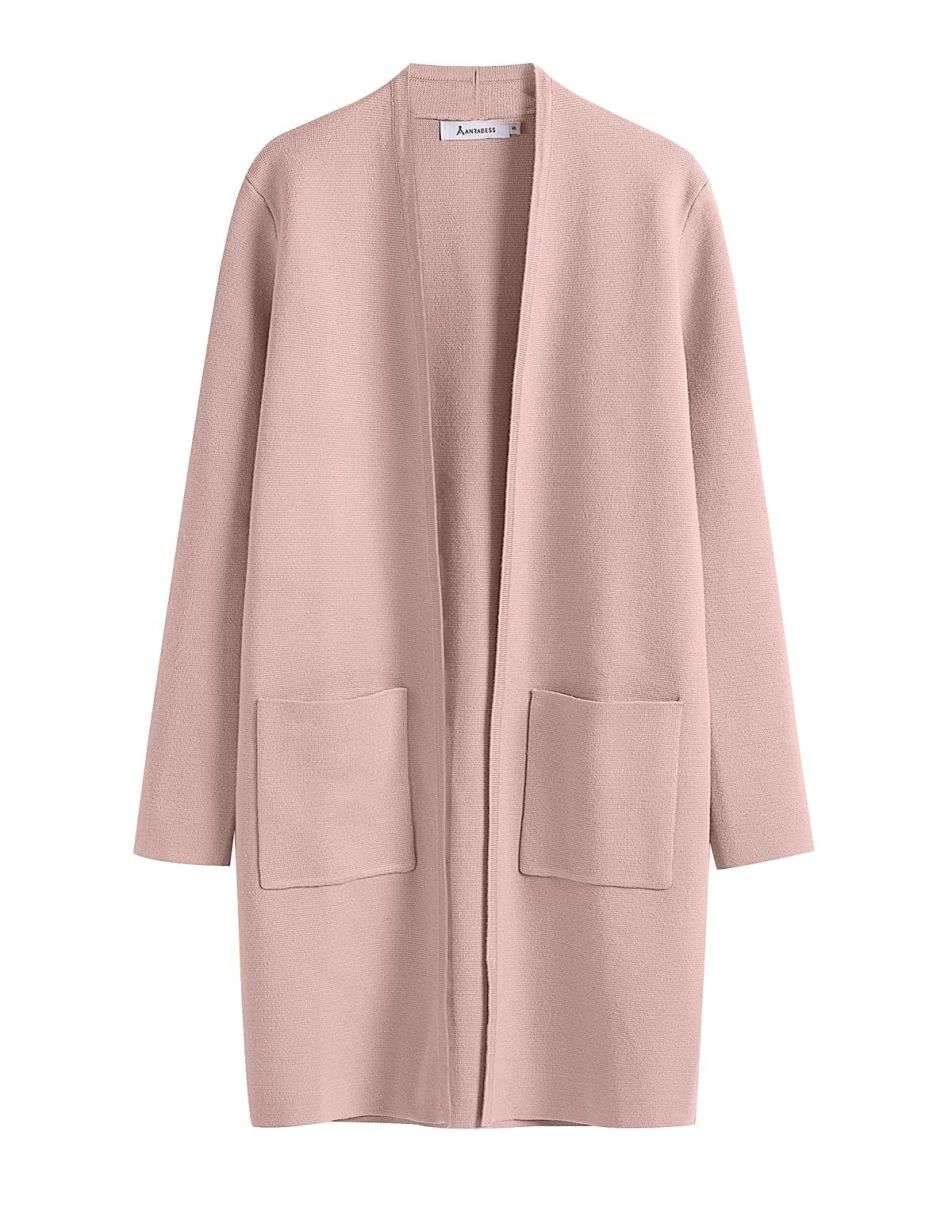 ANRABESS Cardigan-Pullover für Damen, lässig, Herbst Winter 2023, modischer Mantel, Langarm, offener Strick-Coatigan, Kleidung