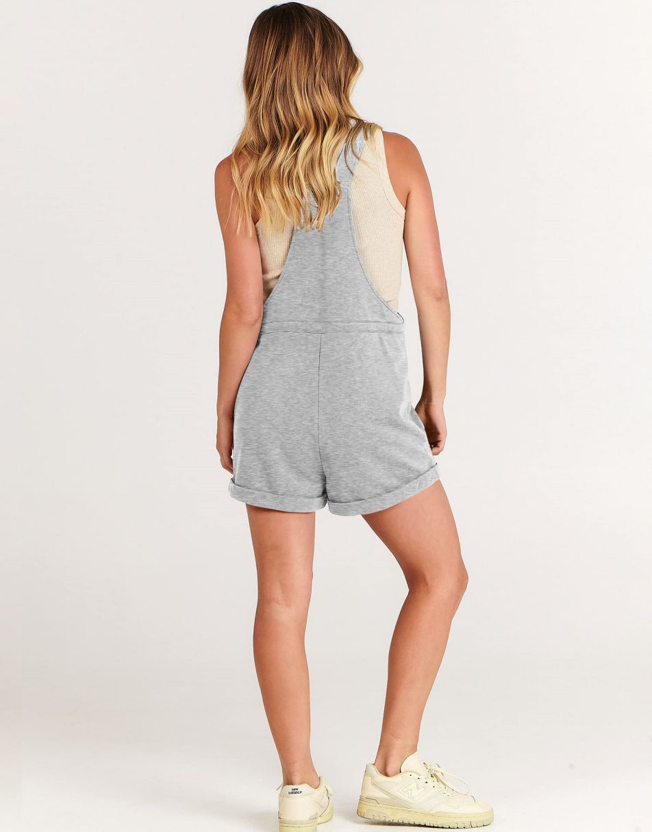 ANRABESS Casual Träger Kurze Latzhose Basic Kordelzug Strampler Jumpsuits