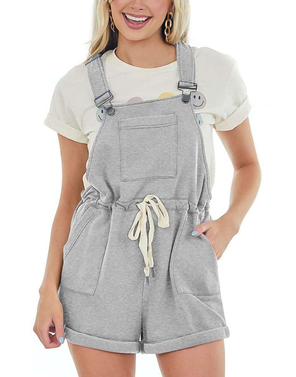 ANRABESS Casual Träger Kurze Latzhose Basic Kordelzug Strampler Jumpsuits
