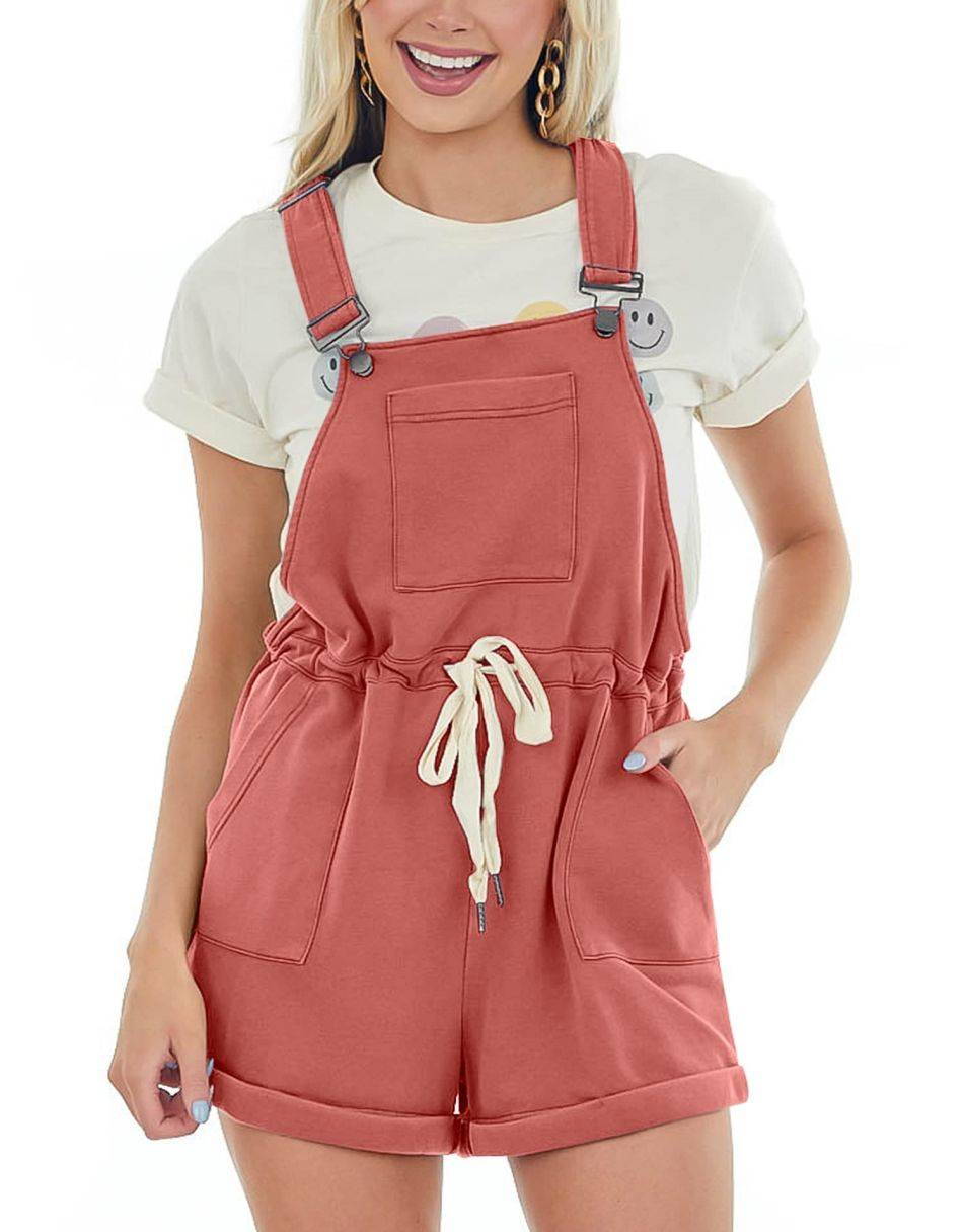 ANRABESS Casual Träger Kurze Latzhose Basic Kordelzug Strampler Jumpsuits