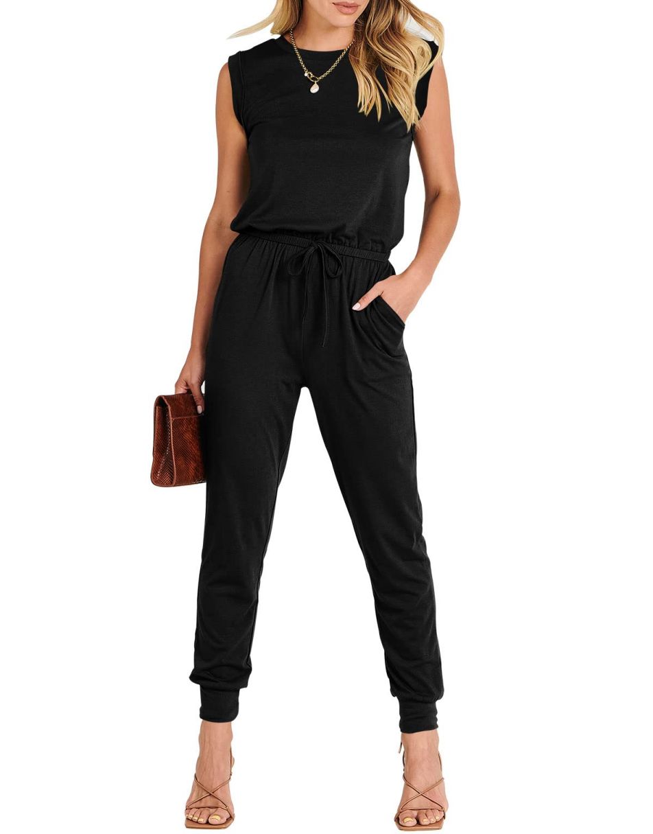 ANRABESS Rundhals-Overall, ärmellos, dehnbar mit Taschen