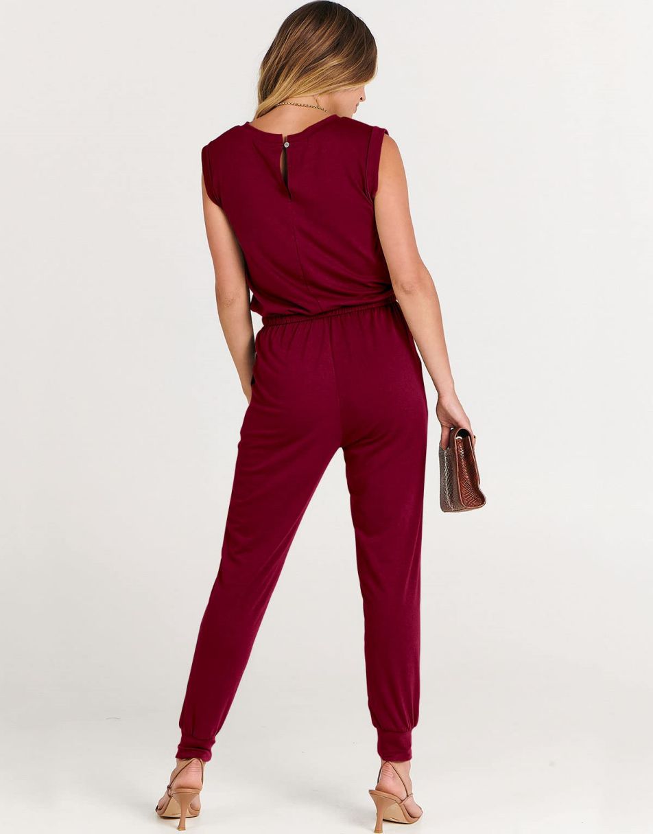 ANRABESS Rundhals-Overall, ärmellos, dehnbar mit Taschen
