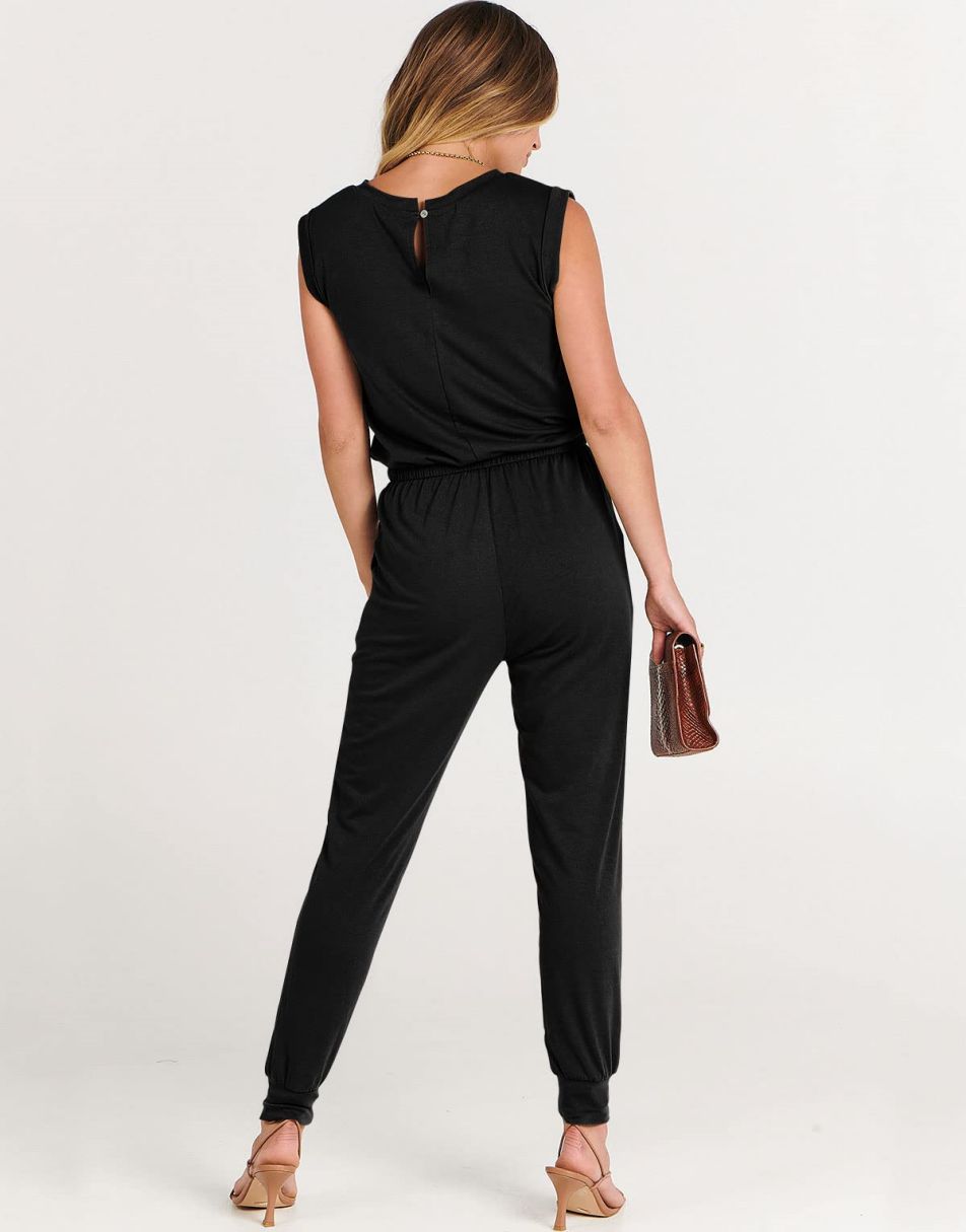 ANRABESS Rundhals-Overall, ärmellos, dehnbar mit Taschen