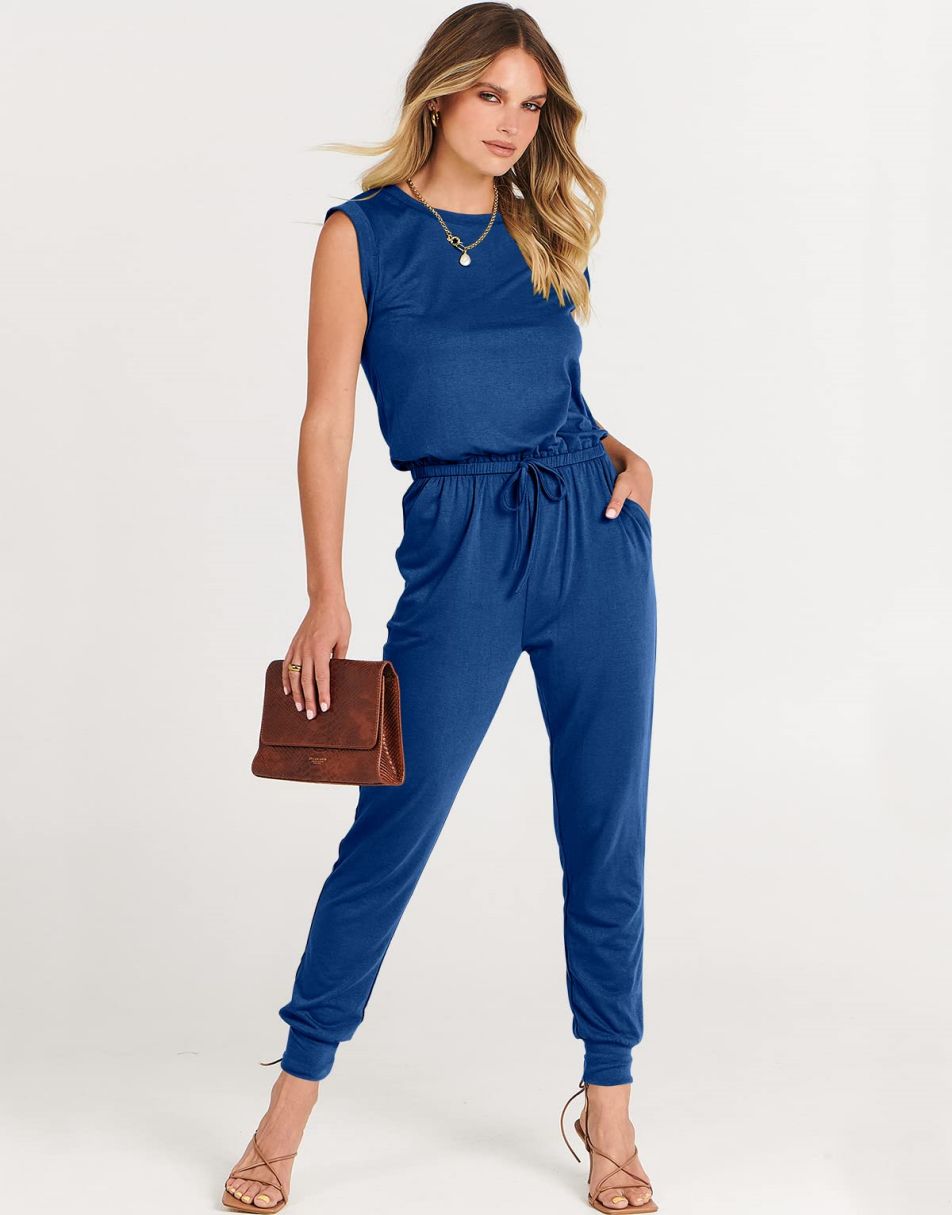 ANRABESS Rundhals-Overall, ärmellos, dehnbar mit Taschen