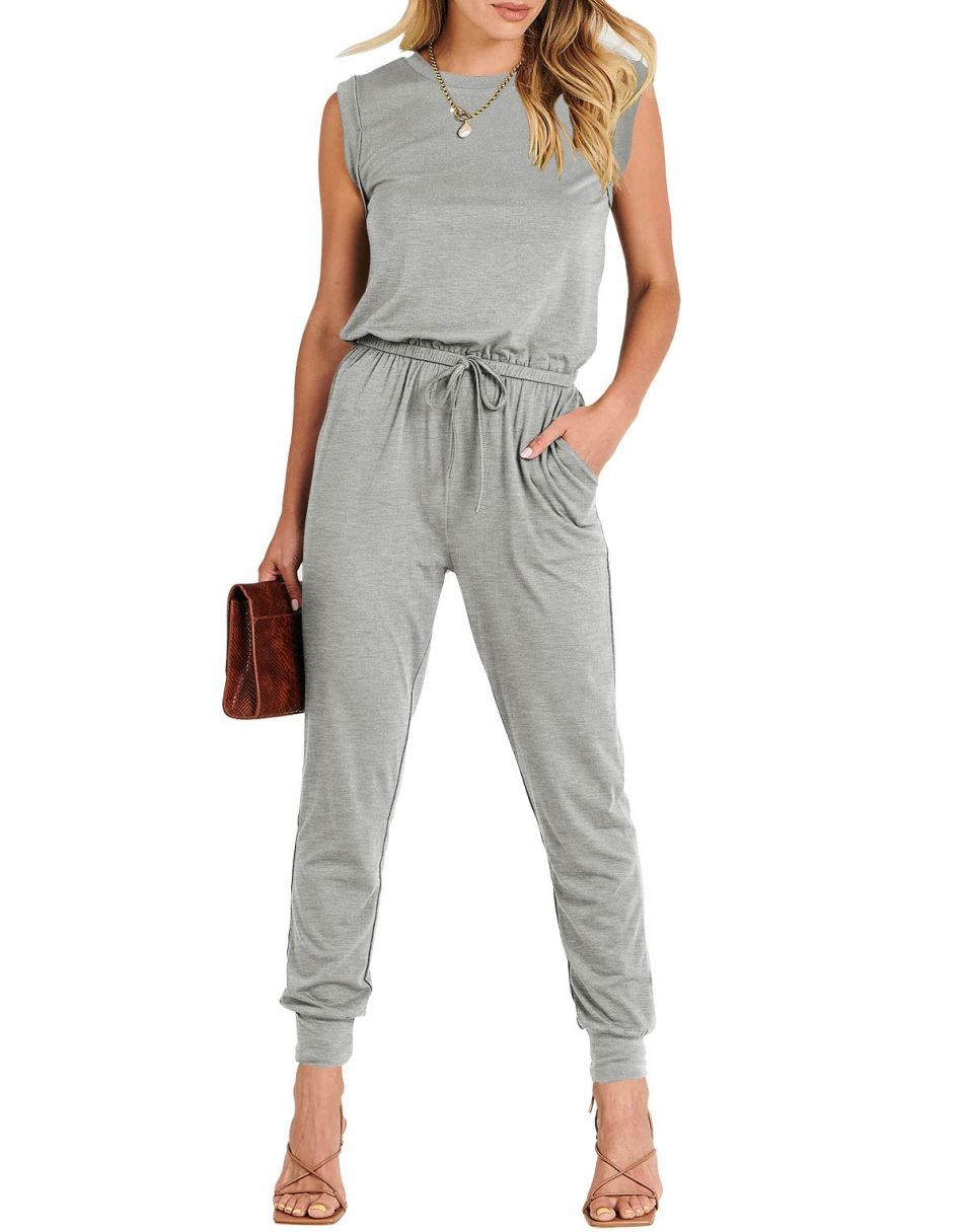 ANRABESS Rundhals-Overall, ärmellos, dehnbar mit Taschen