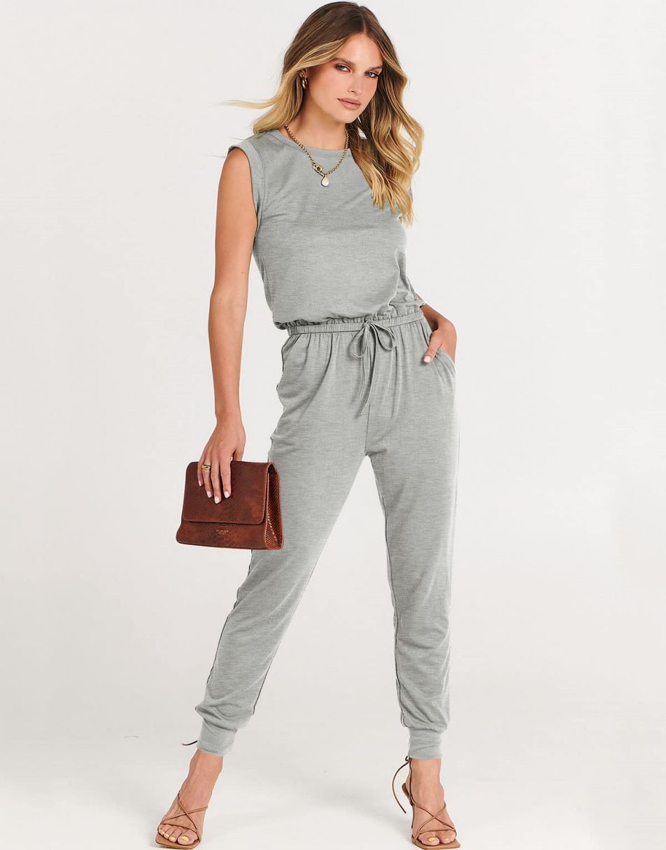 ANRABESS Rundhals-Overall, ärmellos, dehnbar mit Taschen