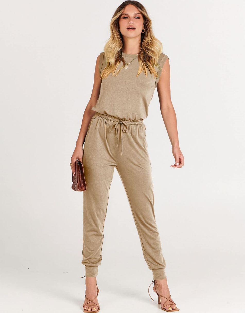 ANRABESS Rundhals-Overall, ärmellos, dehnbar mit Taschen